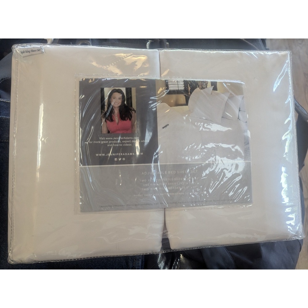 Jennifer Adams Split King Sheet Set Ivory Adjustable Bed Eternal Luxury  New